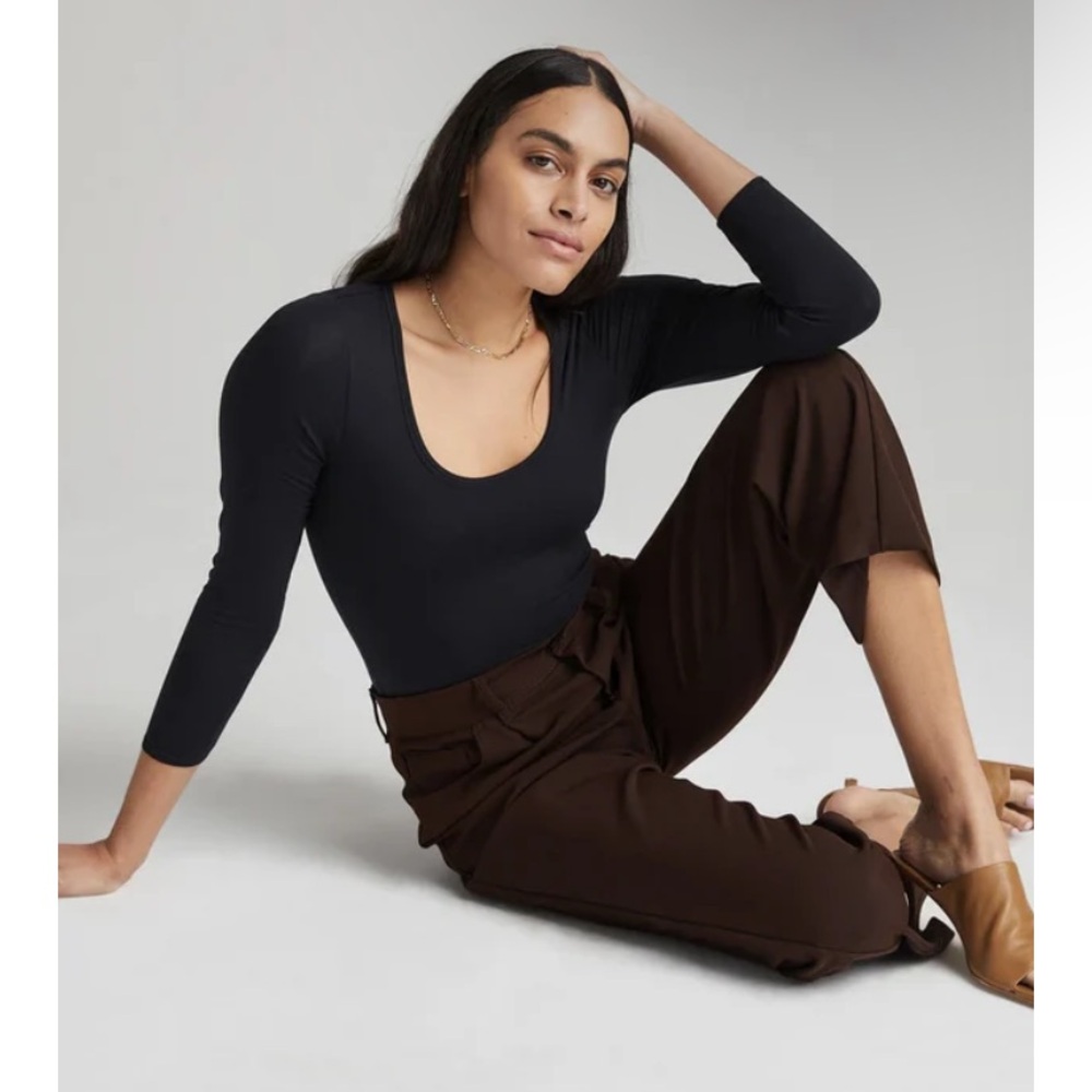RicherPoorer Black Scoop Neck Bodysuit